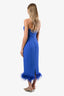 Amanda Uprichard Blue Sleeveless Feather Detail Dress Size S