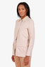 Loro Piana Beige Cotton Leather Trim Collar Jacket Size 40