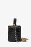 Pre-loved Chanel™ 2026 Black Croc Embossed Small Top Handle Vanity Case GHW