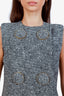 Gucci Grey Wool Sleeveless Buttoned Mini Dress Size 40