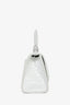 Balenciaga White Croc Embossed XS Hourglass Top Handle with Strap