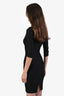 St. John Black Crystal Embellished Quarter Sleeve Bodycon Dress Size 0