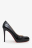Christian Louboutin Black Patent Leather Round Toe Heels Size 38.5