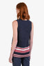 Pre-loved Chanel™ Navy Knit Red/White Stripe Detail Cotton Knit Tank Top Size 36