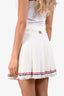 Thom Browne White Cotton Pleated Raw Hem Mini Skirt Size 38