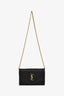 Saint Laurent Black Grain Leather 'Cassandre' Envelope Wallet on Chain