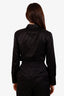 Fendi Black Silk FF Zucca Cropped Shirt Size 40