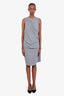 Brunello Cucinelli Grey Cotton Draped Sleeveless Midi Dress Size XL