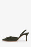 Manolo Blahnik Green Suede Buckle Slingback Heels Size 36