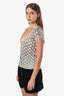 Saint Laurent Black/White Polka-Dot Silk Short Sleeve Top Size S