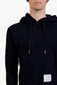 Thom Browne Navy Logo-Patch Hoodie Size 2 Mens