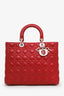 Christian Dior 2012 Red Cannage Lambskin Large Lady Dior with Strap