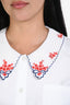 Miu Miu 2019 White Cotton Poplin Embroidered Collar Puff Sleeve Blouse Size 44