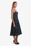 Veronica Beard Blue/White Cotton Striped Sleeveless Midi Dress Size 4