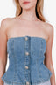 Ganni Blue Washed Denim Crystal Bustier Top Size 38