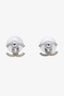 Pre-loved Chanel™ 2009 Silver Tone Baguette Crystal CC Stud Earrings