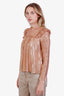 Ulla Johnson Pink/Gold Ruffle Silk Blouse Size 0