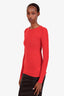 Reformation Red Ribbed Long Sleeve Shirt Size XS