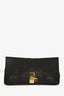 Chloe Black Grained Leather Drew Fold Over Lock Closure Clutch