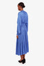 Maje Blue Ruffled Long Sleeve Maxi Dress Size 40