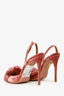 Aquazzura Pink Velvet Puff Sling Back Heels Size 37