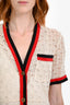Gucci Cream/Red GG Monogram Lace Striped Trim Dress with Slip Size 40