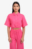 Frame Pink Linen-Blend Cropped Twist Top and Bottom Set Size XS