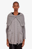 Max Mara Studio Grey Wool Knit Collar Zip-up Jacket Size 36