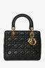 Christian Dior 2017 Black Nappa Leather Medium Lady Dior With Strap