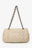 Pre-loved Chanel™ 2009 2010 Cream Quilted Crinkle Leather Flap Bag