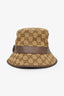 Gucci GG Supreme Canvas Brown Leather Bucket Hat