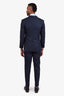 Zenga Blue Wool Cotton Single Breasted Blazer + Pant Suit Set Size 48 Mens