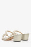 Jimmy Choo Iridescent Silver Faux Pearl 'Amara 45' Sandals Size 41.5