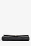 Saint Laurent Black Grained Leather Cassandre Logo Wallet on Chain
