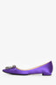 Manolo Blahnik Purple Satin Crystal Embellished Hangisi Flats Size 36