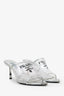 Prada Silver Vinyl Logo Mules Size 37.5