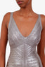 Herve Leger Silver Metallic Bandage Dress Size S