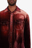 Saint Laurent Red Velvet Button-Up Shirt Size M Mens