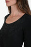 St. John Black Crystal Embellished Quarter Sleeve Bodycon Dress Size 0