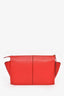 Celine Red Leather Trifold Clutch with Chain