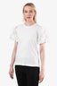 Comme des Garcons White Cotton Ruffle Sleeve T-Shirt Size S