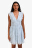 Self-Portrait Light Blue Metallic Floral Print Mini Dress Size 4