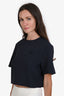 Maje Navy Blue Short Sleeve Dropped Logo Top Size 2