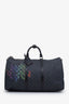 Louis Vuitton 2019 Limited Edition Damier Graphite Leather Interlinked Logo Keepall 50 with Strap