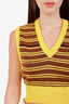 Miu Miu Yellow/Brown Wool Striped Border Logo Knit Vest Size 36