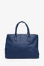 Prada Navy Saffiano Leather Medium Double Zip Galleria Tote with Strap