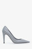 Prada Grey Leather Pointed Toe Pumps Size 38.5