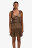 Christian Dior Black/Brown Silk Leopard Print Ruched Mini Dress Size 4