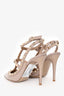 Valentino Beige Patent Rockstud Pointed Toe Heels Size 35