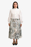 Etro Light Blue Printed Cotton Midi Skirt Size 42